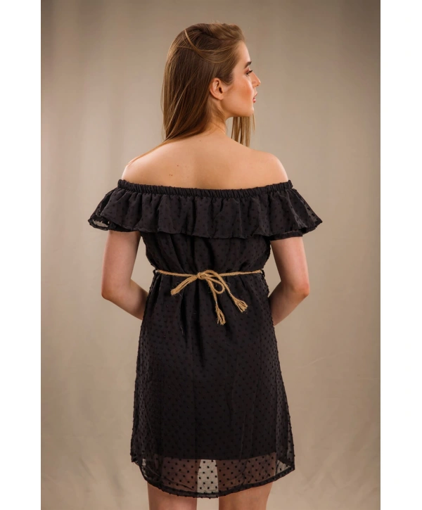 Madonna Yaka Elbise - SİYAH