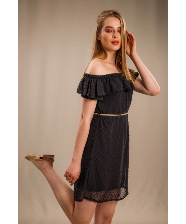 Madonna Yaka Elbise - SİYAH