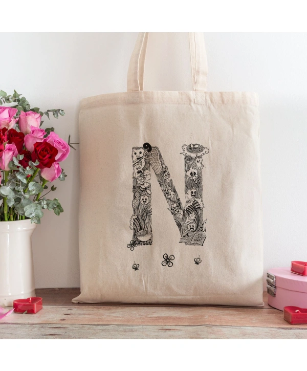N Harfi Tasarımlı Alışveriş Plaj Bez Çanta