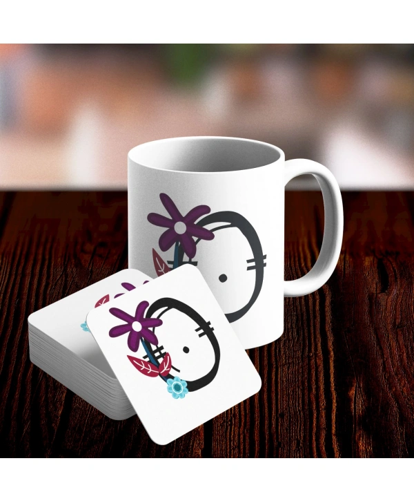 O Harfi Tasarımlı Kupa ve Bardak Altlığı Seti