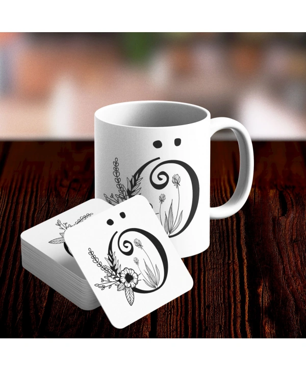 Ö Harfi Tasarımlı Kupa ve Bardak Altlığı Seti