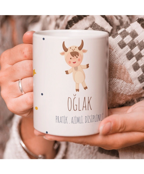 Oğlak Burcu Özel Sevimli Beyaz Kupa Bardak