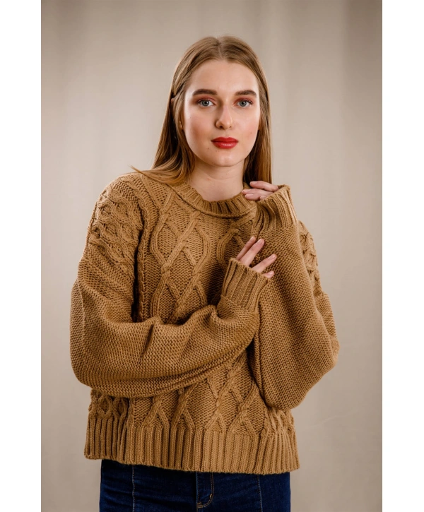 Örgü Kazak-KAHVERENGİ