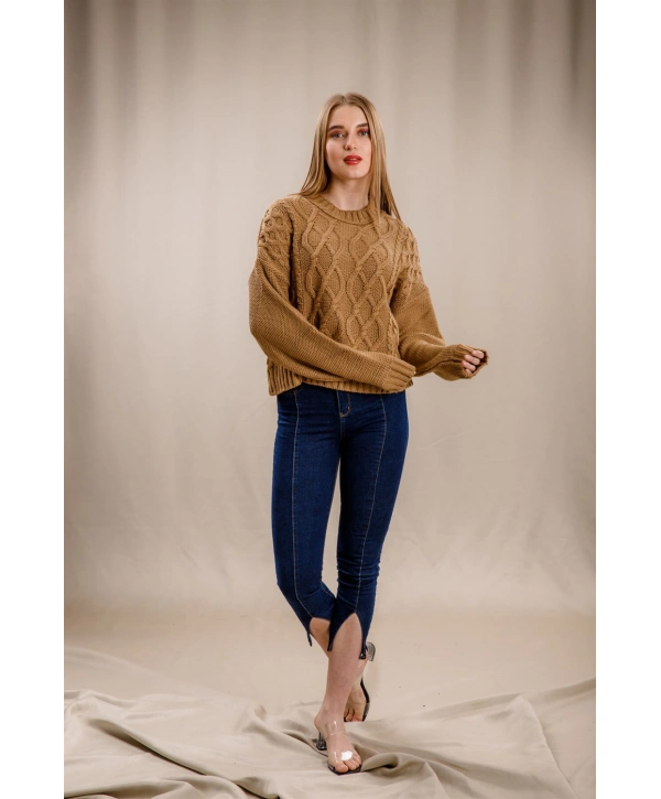 Örgü Kazak-KAHVERENGİ