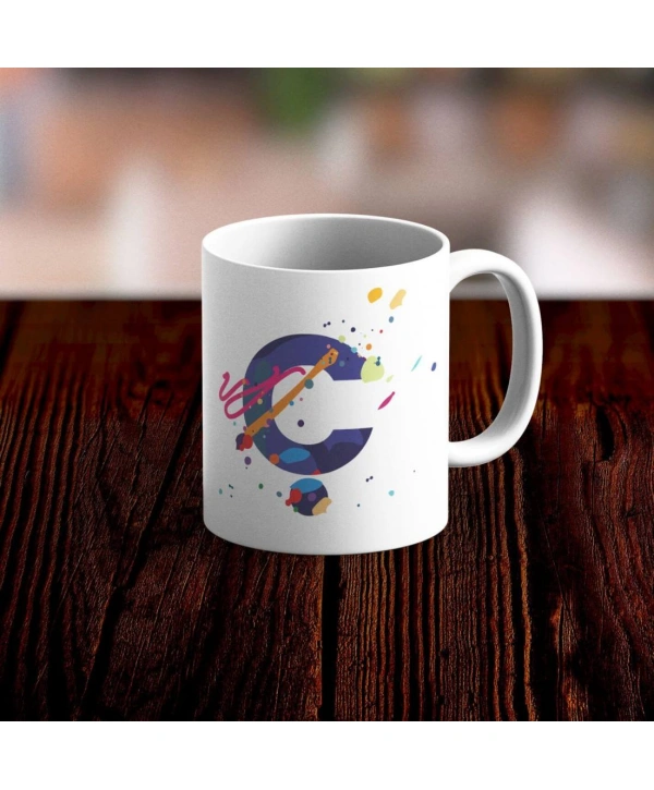 Özel Tasarım Ç Harfi Beyaz Kupa Bardak