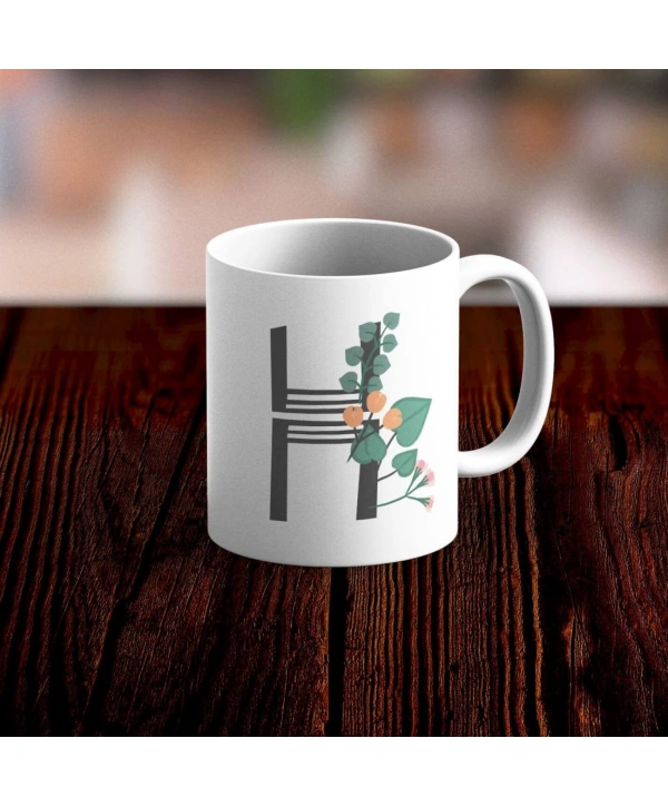 Özel Tasarım H Harfi Beyaz Kupa Bardak