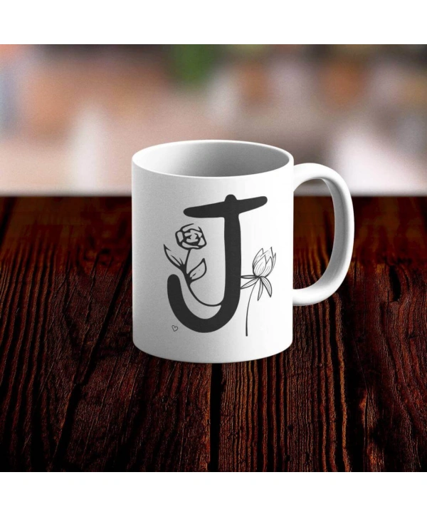 Özel Tasarım J Harfi Beyaz Kupa Bardak
