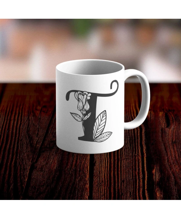 Özel Tasarım T Harfi Beyaz Kupa Bardak