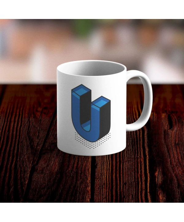 Özel Tasarım U Harfi Beyaz Kupa Bardak