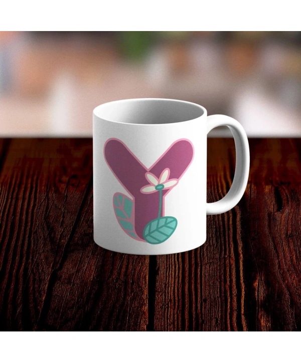 Özel Tasarım Y Harfi Beyaz Kupa Bardak