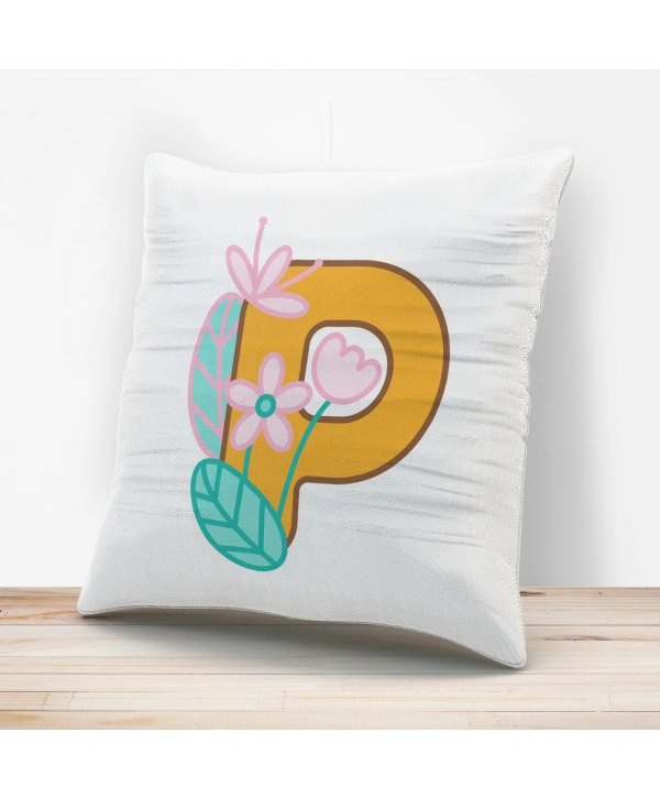 P Harfi Tasarımlı Yastık Kılıfı