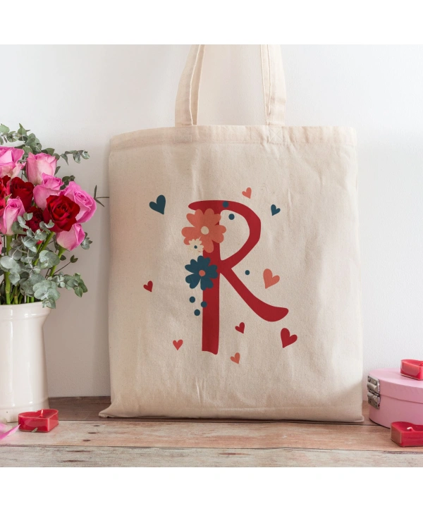 R Harfi Tasarımlı Alışveriş Plaj Bez Çanta