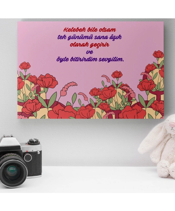 Romantik Tasarımlı Mini Kanvas Tablo - No1