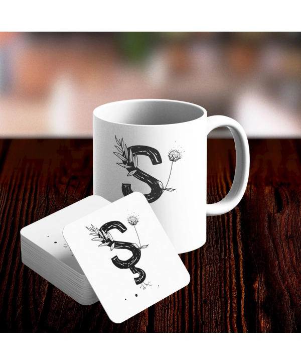 Ş Harfi Tasarımlı Kupa ve Bardak Altlığı Seti