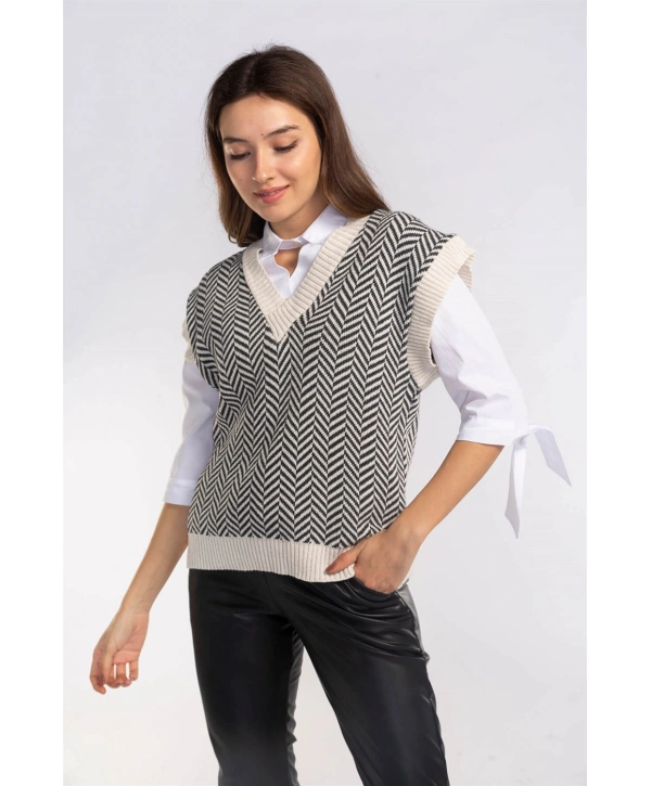 Şah Desenli Triko Süveter-DESENLİ