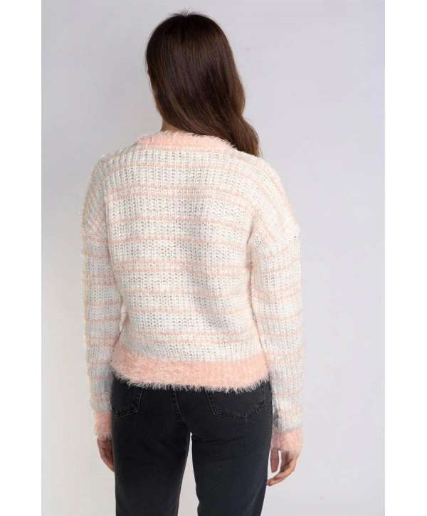 Sakallı Örgü Kazak-BEYAZ