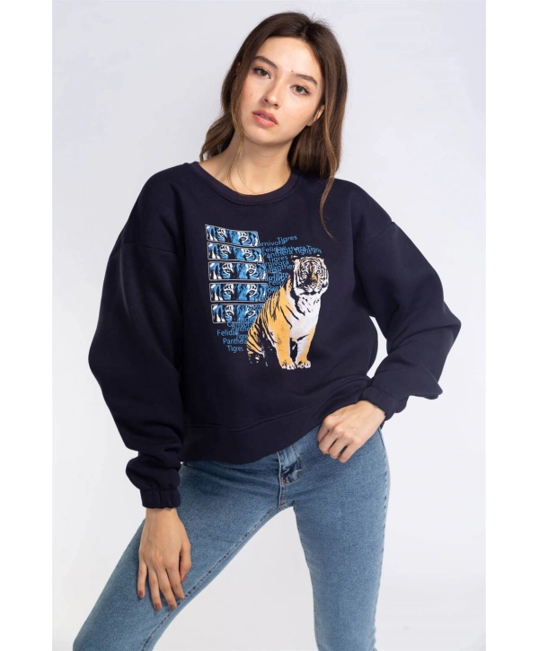 Şardonlu Sweatshirt-LACİVERT