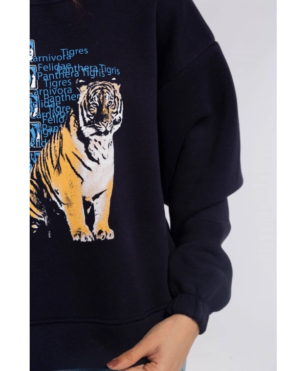 Şardonlu Sweatshirt-LACİVERT