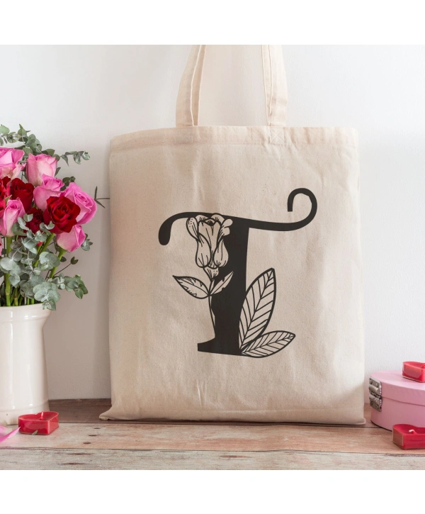 T Harfi Tasarımlı Alışveriş Plaj Bez Çanta