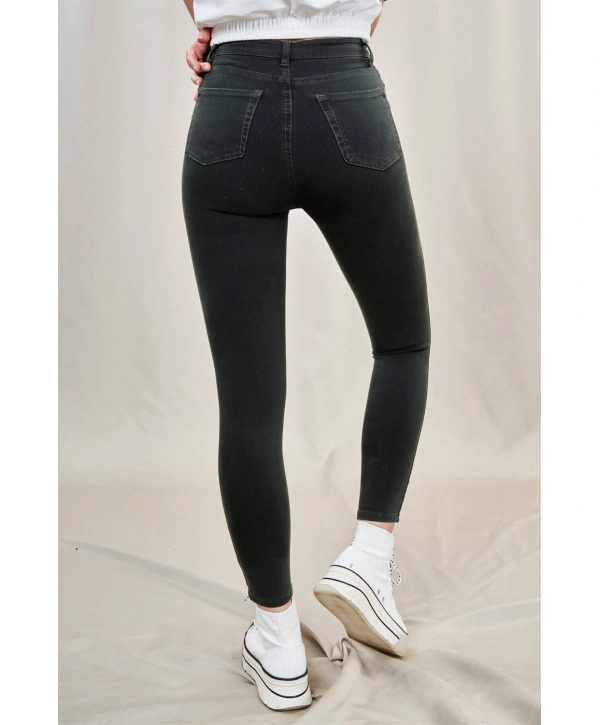 Toparlayıcı Skinny Jean Pantolon-HAKİ