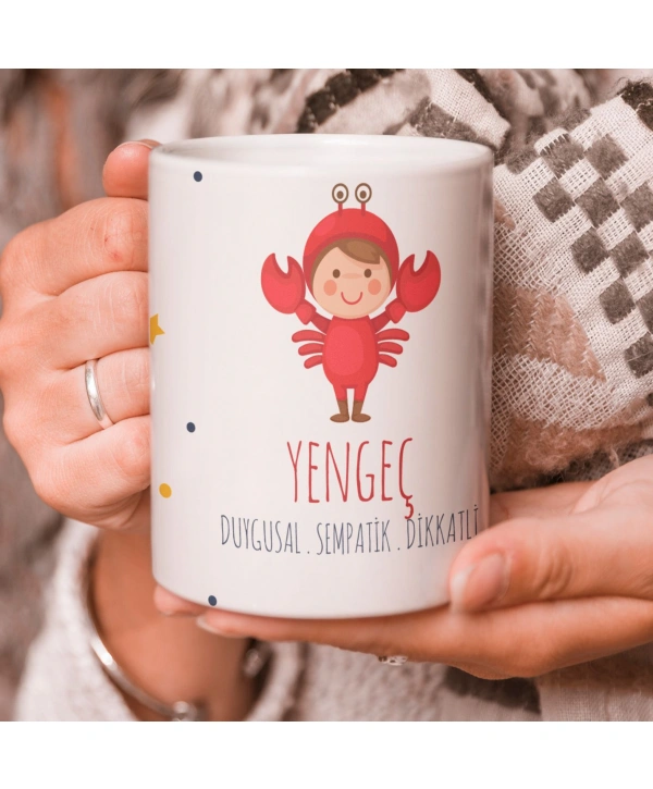 Yengeç Burcu Özel Sevimli Beyaz Kupa Bardak