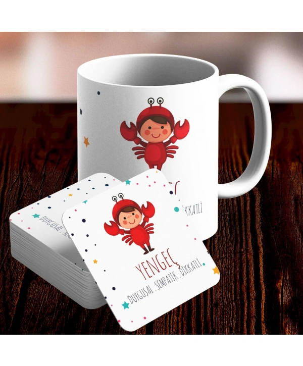 Yengeç Burcu Özel Sevimli Kupa ve Altlık Seti