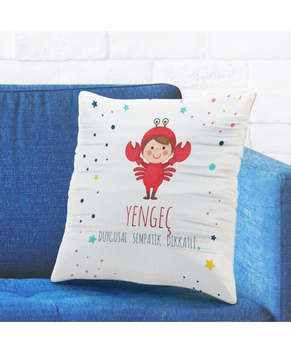 Yengeç Burcuna Özel Tasarımlı Sevimli Yastık Kılıfı