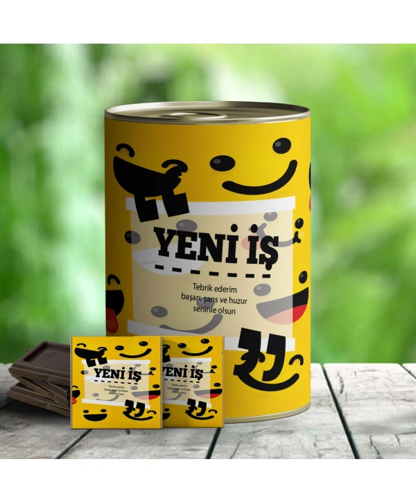 Yeni İş Tebrik Temalı Hediye Çikolata Konservesi