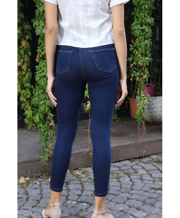 Yüksek Bel Skinny Jean Pantolon  - LACİVERT