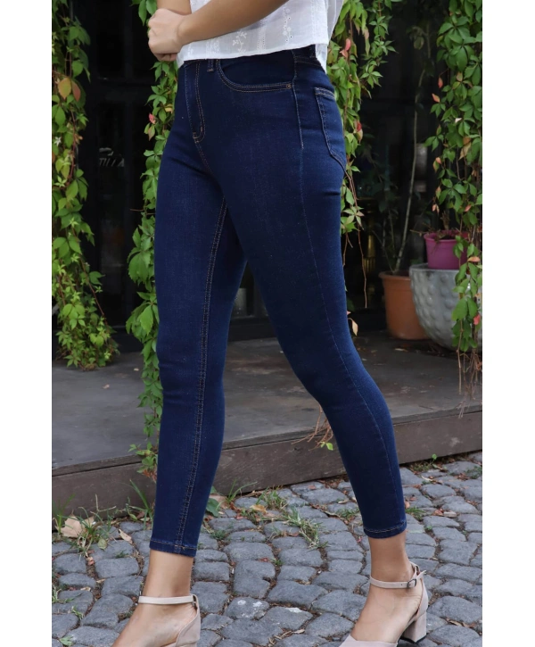 Yüksek Bel Skinny Jean Pantolon  - LACİVERT