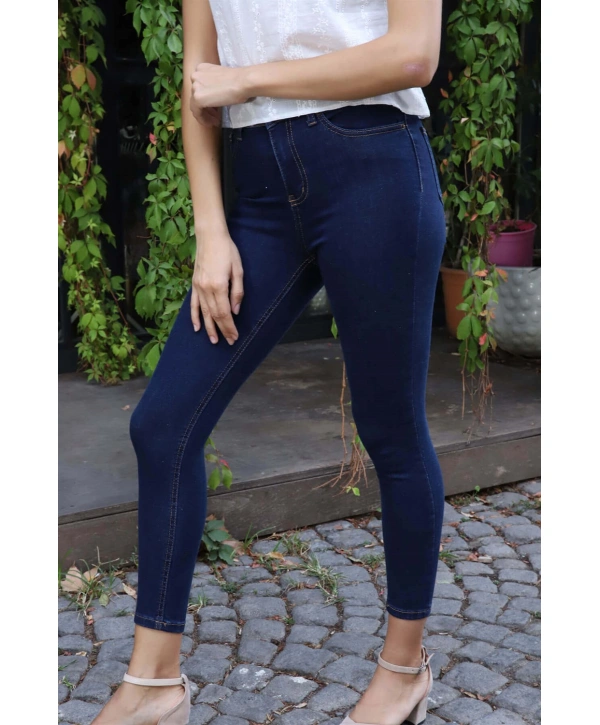Yüksek Bel Skinny Jean Pantolon  - LACİVERT