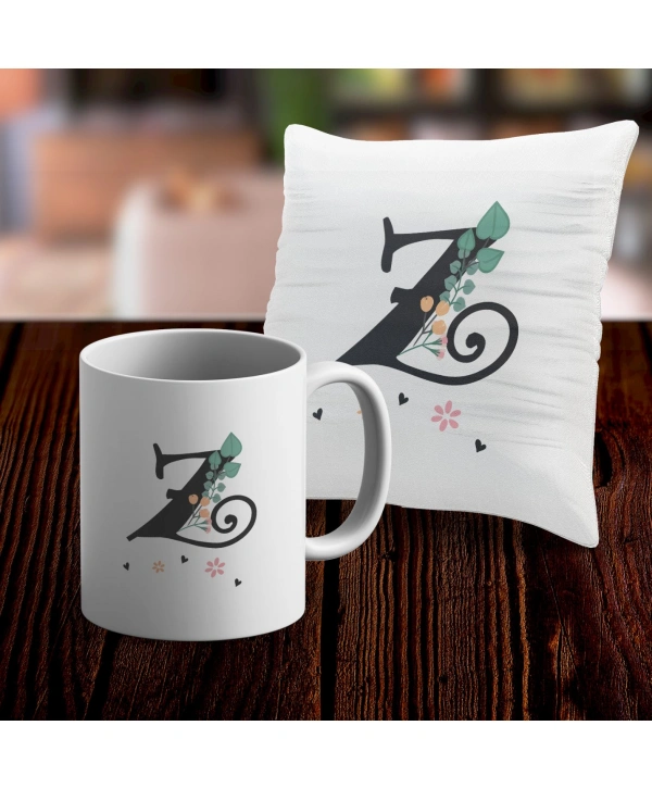 Z Harfi Tasarımlı Kupa ve Yastık Kılıfı Hediye Seti