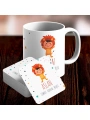 Aslan Burcu Özel Sevimli Kupa ve Altlık Seti