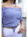 Belden Bağlamalı Bluz - MAVİ