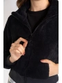 Fermuarlı Mevsimlik Peluş Ceket-SİYAH