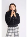 Fermuarlı Mevsimlik Peluş Ceket-SİYAH