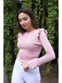 Fırfır Detaylı Triko Bluz - TOZ PEMBE