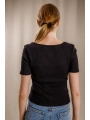 Geniş Yaka Triko Bluz - SİYAH
