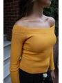 Kayık Yaka Triko Bluz - HARDAL