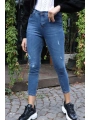 Yüksek Bel Skinny Jean Pantolon  - MAVİ