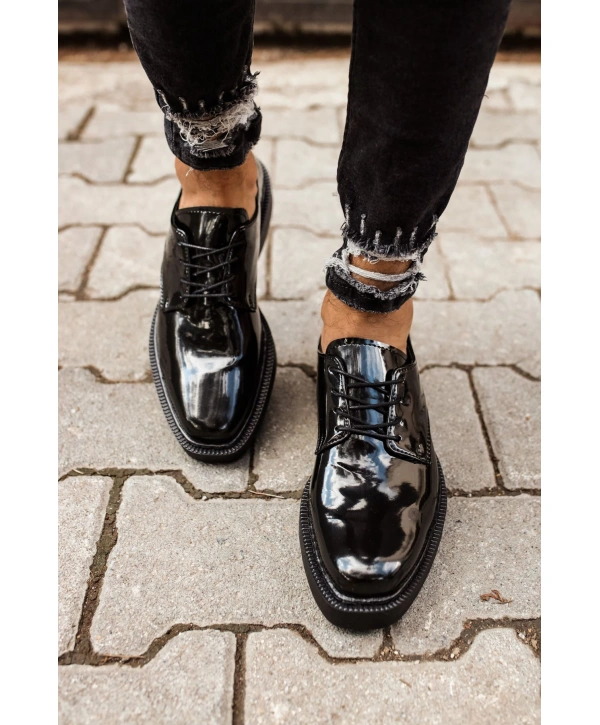 CH001 Rugan Siyah Taban Erkek Ayakkabı SIYAH