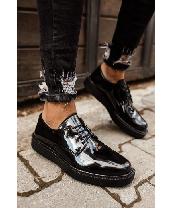 CH001 Rugan Siyah Taban Erkek Ayakkabı SIYAH