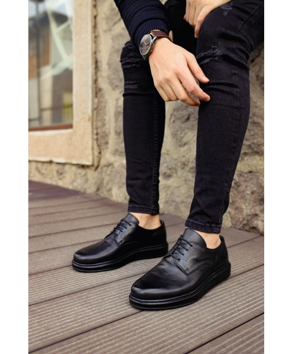 CH003 ST Hakiki Deri Erkek Ayakkabı SIYAH