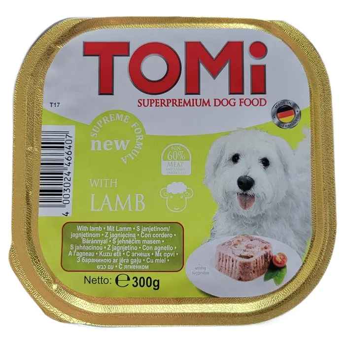 Tomi Kuzu Etli Köpek Yaş Maması Pate 300 Gr