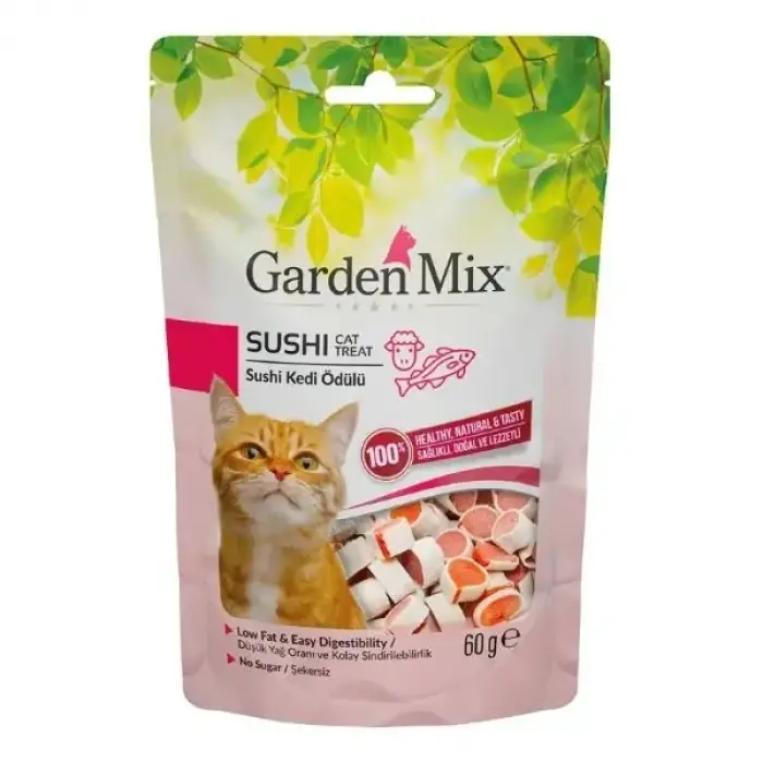 Garden Mix Kuzulu Sushi Düşük Yağlı Şekersiz Kedi Ödül Maması