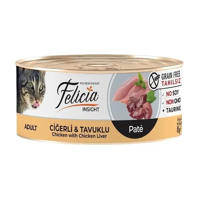 Felicia Tahılsız Kıyılmış Ciğerli Tavuklu Yetişkin Kedi Konservesi 85 Gr