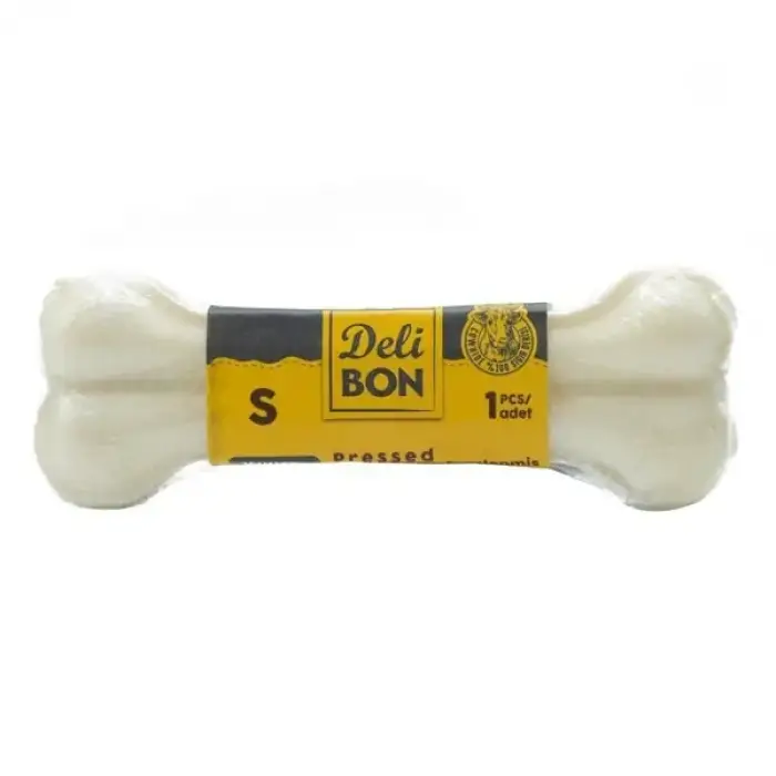 Delibon Pres Deri Köpek Çiğneme Kemiği S (12 cm) Beyaz