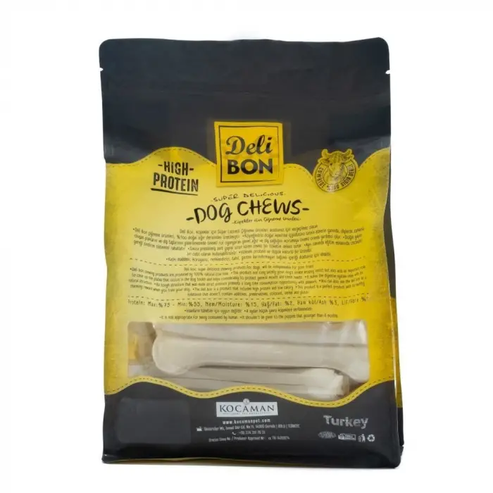 Delibon Deri Pres Kemik Köpek Ödülü Medium Beyaz 15 Cm 12 Adet