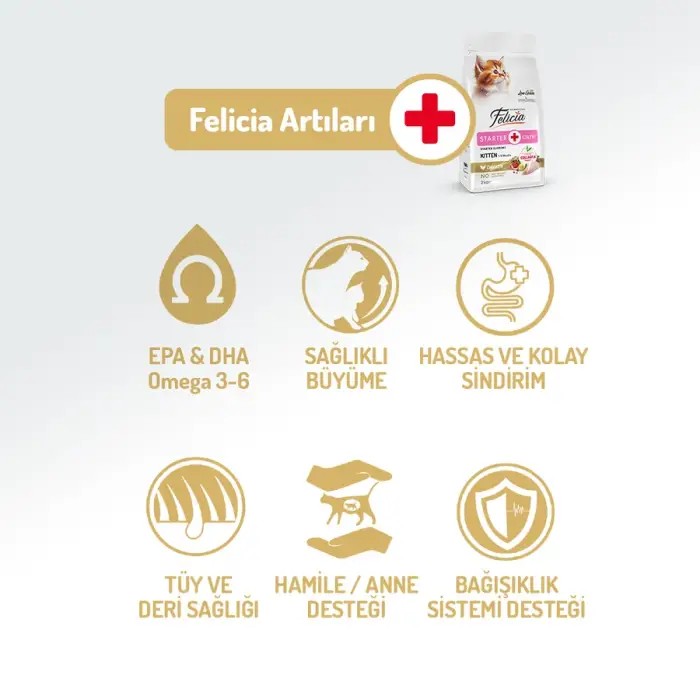 Felicia Düşük Tahıllı Hipoalerjenik Tavuklu Anne ve Yavru Kedi Maması 2 Kg