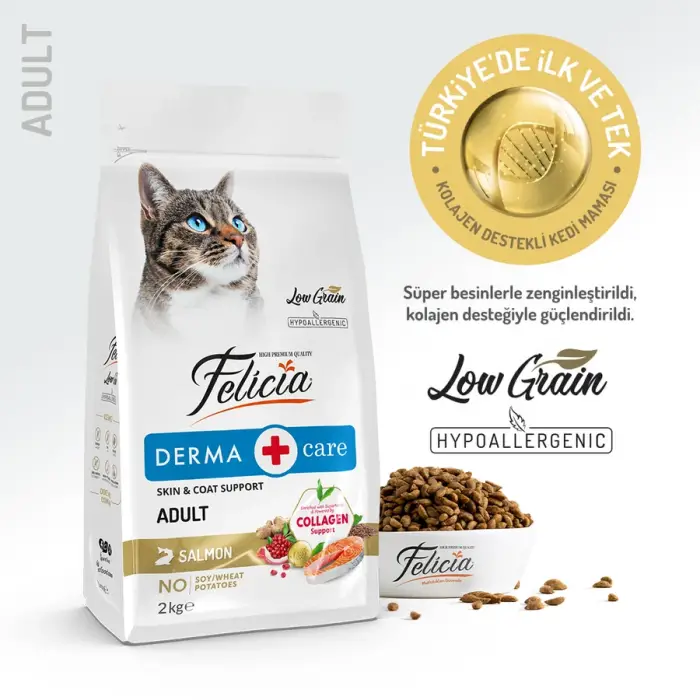 Felicia Düşük Tahıllı Hipoalerjenik Somonlu Yetişkin Kedi Maması 2 Kg